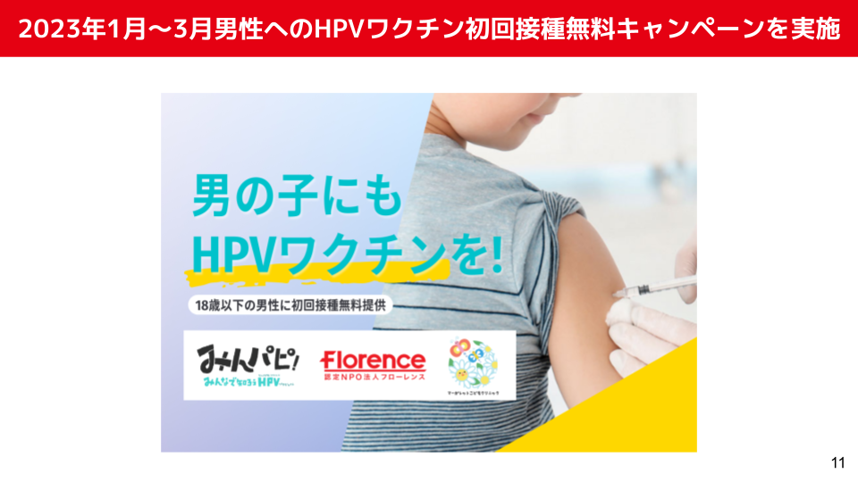2023年1月から3月　男性へのHPVワクチン初回接種無料キャンペーンを実施