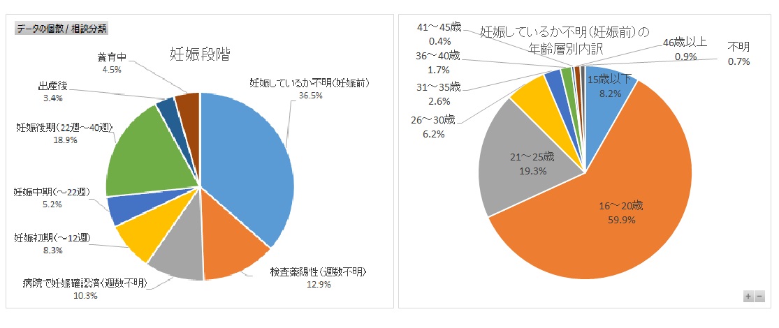 相談者の妊娠段階のグラフ