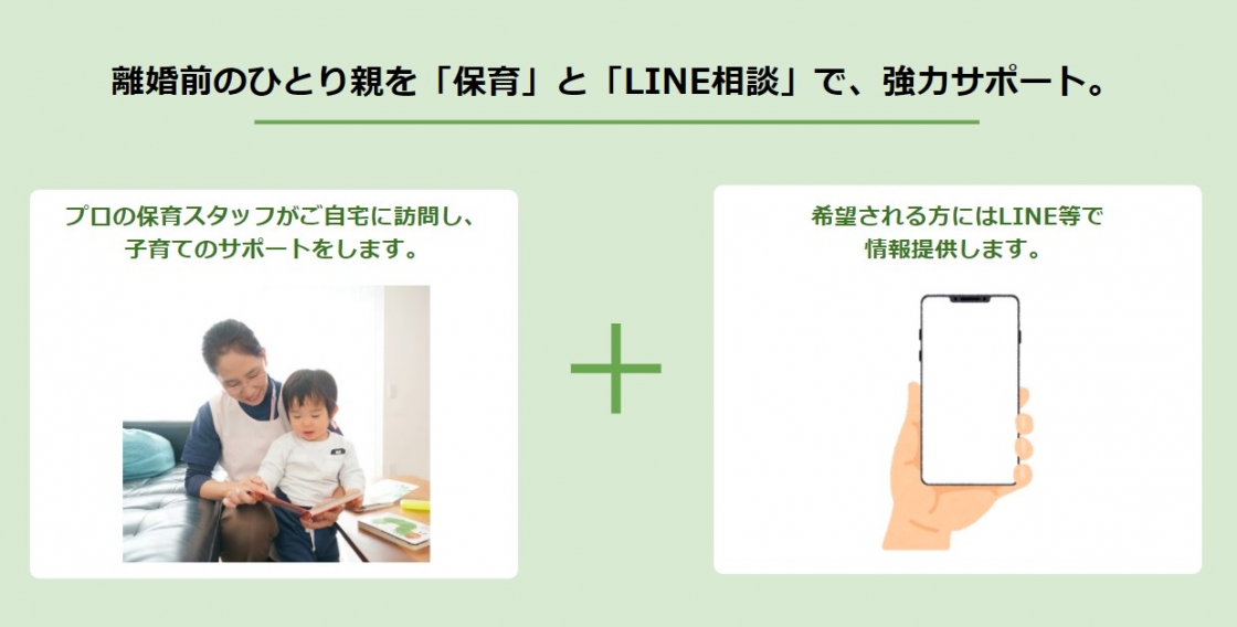 DVで逃げている等の実質ひとり親家庭に対する保育やLINE等による相談支援の提供のイメージ