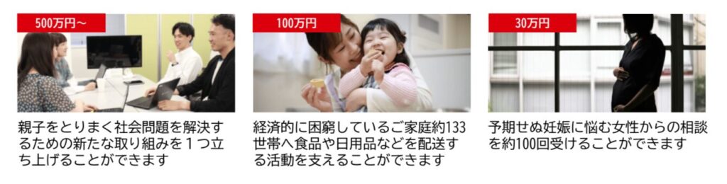 寄付の使いみちの例