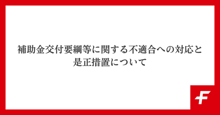 補助金交付要綱等に関する不適合への対応と是正措置について