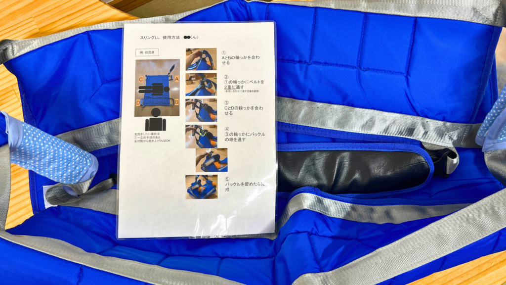 スリング単体と使い方の説明書の写真。